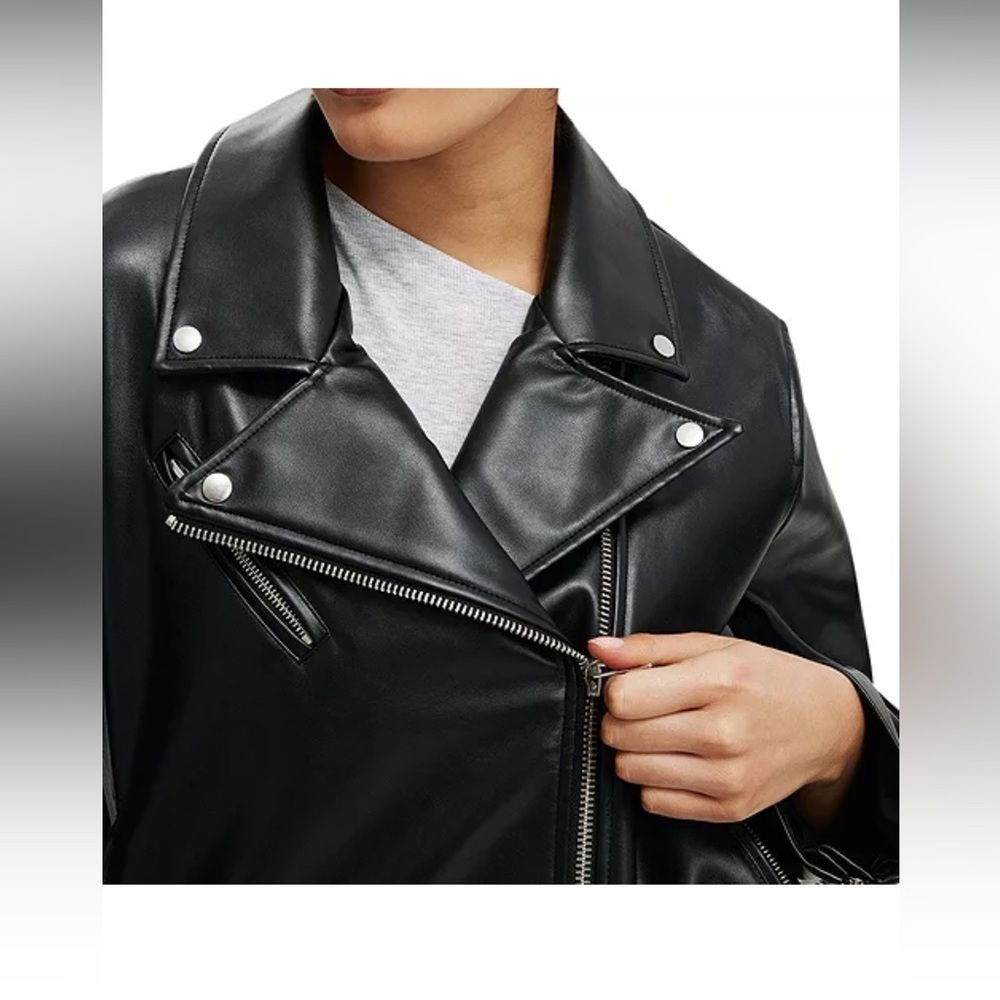 Cotton On Faux Leather Moto Biker Jacket Black Size S/M - Picture 12 of 13